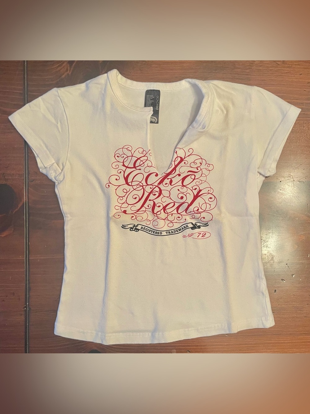 Vintage ECKO RED Women’s T-Shirt - Small - White & Red
